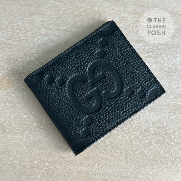 Gucci Other - New Gucci Jumbo GG Leather Mens Bifold Wallet Black